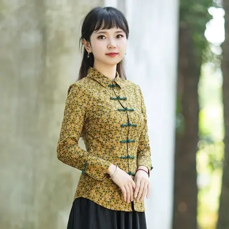 筠雅棉麻唐装女装中国风改良新款中式盘扣上衣旗袍外套禅意素衣商品大图