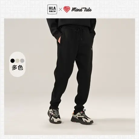 HLA/海澜之家中国心系列休闲裤秋新款宽松抽绳系带刺绣纯色卫裤男商品大图