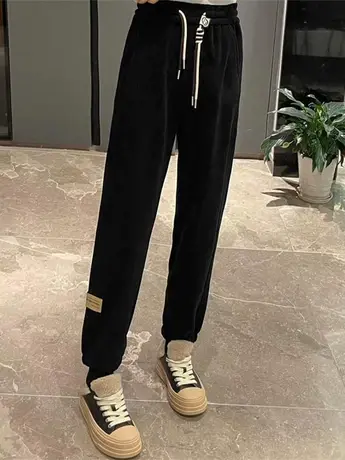小个子加绒运动裤女秋冬2023新款欧货爆款卫裤冬季加厚裤子欧洲站商品大图