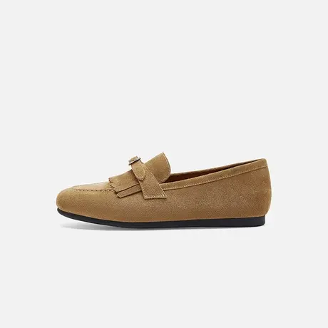 Nine West/玖熙2025夏新款乐福鞋女复古流苏皮带扣老钱风深口单鞋图片