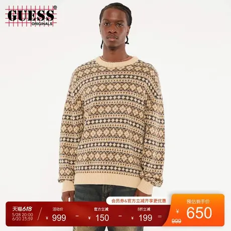 GUESSOriginals25年新款春季男士菱格花纹圆领针织衫-M5RR27Z3LV0图片