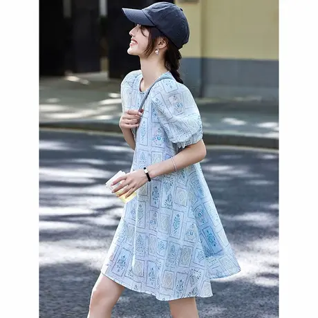 时尚气质连衣裙2025年夏季新款女休闲宽松百搭泡泡减龄小个子裙图片