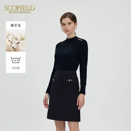 【可水洗】Scofield女半高领法式简雅羊毛针织衫长袖冬季商品大图