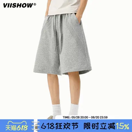 VIISHOW短裤男生夏季薄款阔腿5分中裤不规则运动潮牌速干五分裤图片