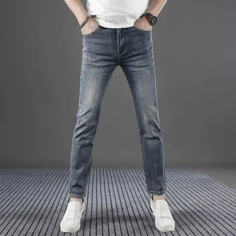 夏季男士牛仔裤九分修身小脚韩版潮牌高端2025新款男休闲裤子薄款商品大图
