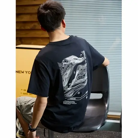唐狮夏季新款男短袖T恤图案印花宽松纯棉日常简约半袖上衣商品大图