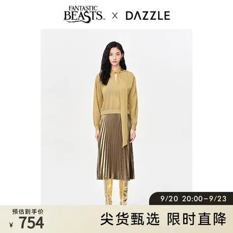 DAZZLE地素奥莱秋神奇动物金色飘带设计毛衣针织衫上衣女商品大图