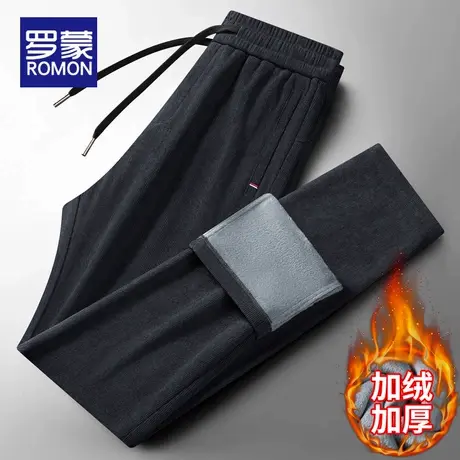 罗蒙加绒加厚休闲裤男士2025新款宽松直筒秋冬季灯芯绒潮牌长裤子商品大图