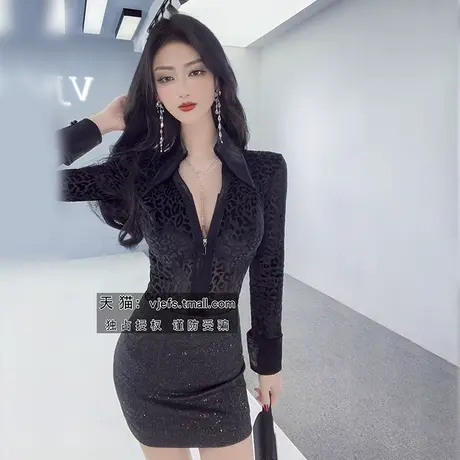 VJE春装时尚OL收腰气质女人味衬衫2023新款气质翻领百搭性感上衣商品大图