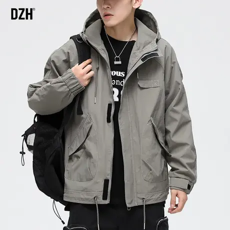男士户外冲锋衣工装外套男春秋潮高级感休闲连帽风衣美式新款夹克商品大图