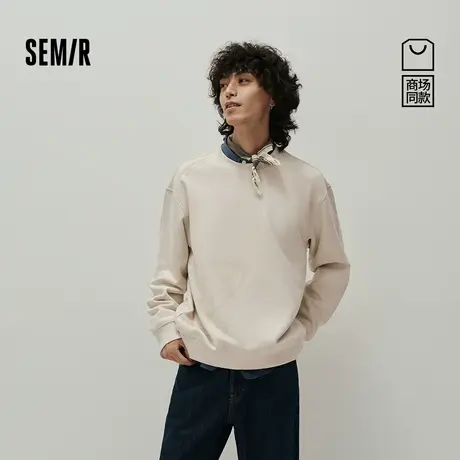 [商场同款]森马卫衣男仿麂皮绒印花圆领上衣2025新款秋装休闲时尚图片
