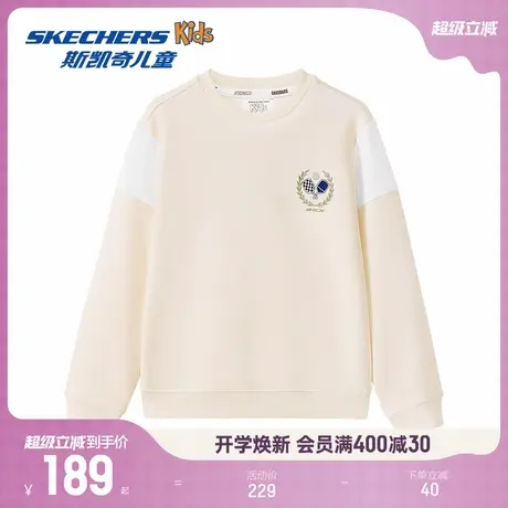 Skechers斯凯奇男童春秋新款圆领运动套头卫衣儿童时尚针织上衣图片