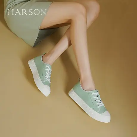 哈森厚底休闲板鞋女秋季新款羊皮时尚休闲鞋小白鞋HCL246101商品大图