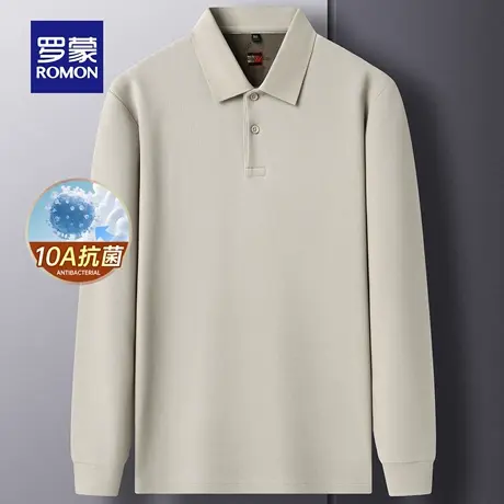 【10A抗菌】罗蒙男士商务休闲长袖POLO衫2025秋季新款时尚百搭T恤图片