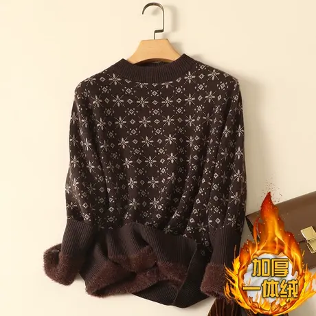 一体绒半高领毛衣女2022年秋冬新款加绒加厚宽松内搭针织打底衫女图片
