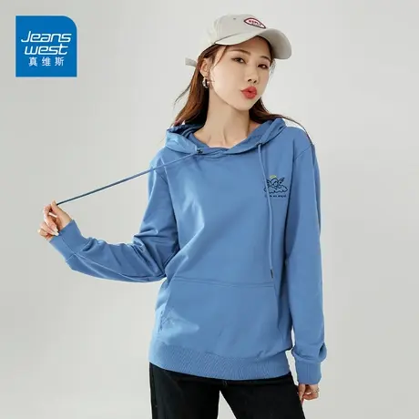 真维斯卫衣女2023新款时尚天使印花休闲宽松长袖上衣ins潮流图片