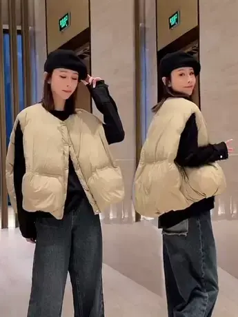 无袖马甲女2023年秋冬季新款休闲百搭小个子短款羽绒背心外套潮流商品大图