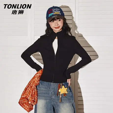 唐狮官方修身外套女2026新款春季运动瑜伽服开衫显瘦立领短上衣VC图片