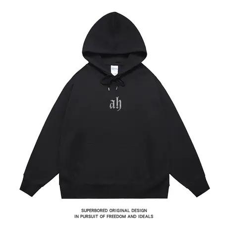 美式休闲潮流简约字母印花卫衣男春秋季小众设计感连帽宽松上衣商品大图