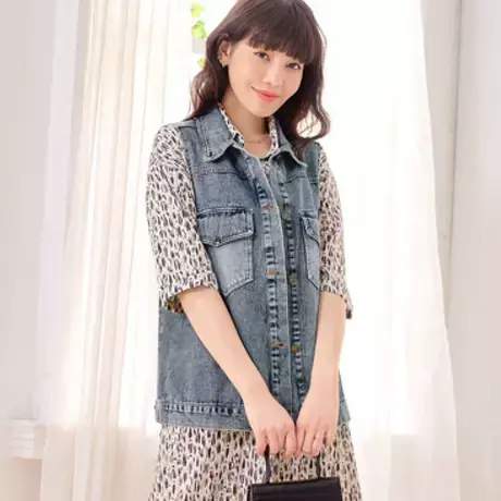 桔熊春秋季牛仔马甲无袖外套女休闲工装外穿马夹背心潮大码EA3126图片