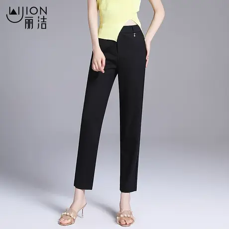 丽洁黑色西装裤女夏季薄款裤子小脚休闲裤高腰女裤显瘦西裤九分裤商品大图