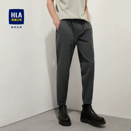 HLA/海澜之家2023热卖抽绳松紧腰休闲裤微皱泡泡纱九分裤子男图片