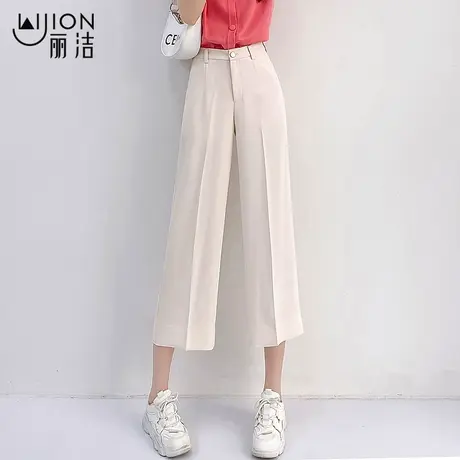 丽洁女裤阔腿裤女2023新款夏款七分裤高腰宽松薄款直筒裤通勤职业商品大图