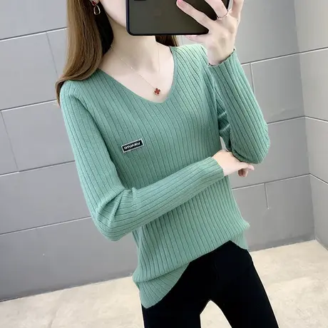 V领毛衣女2023年新款爆款宽松外穿洋气上衣打底针织衫内搭女秋冬商品大图