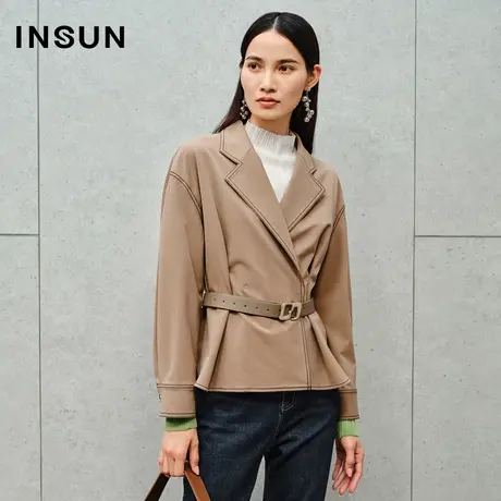 INSUN恩裳线上专选秋季亮丝收腰小香风短外套商品大图