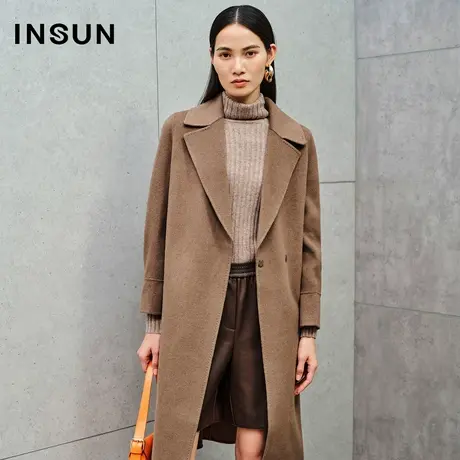 INSUN恩裳线上专选冬季复古垂感羊绒羊毛大衣商品大图