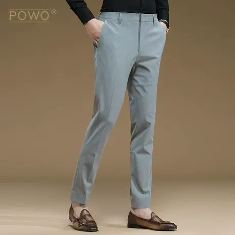 POWO西裤男士韩版潮流修身商务正装休闲长裤免烫秋季小脚西装裤男商品大图