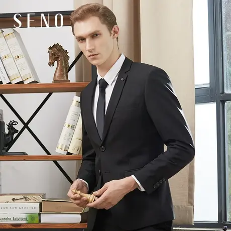 SENO修身三防抗污男士单西商务西服韩版正装新郎结婚西装外套商品大图