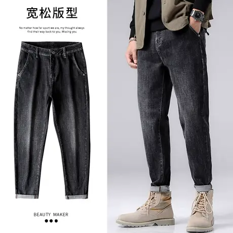 工装牛仔裤男士春季宽松直筒休闲长裤子男裤2024年新款潮牌春秋款商品大图
