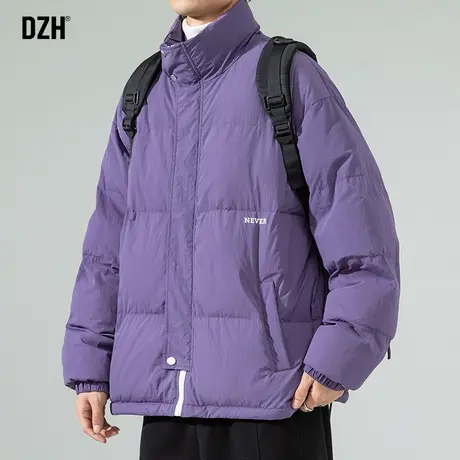 男士紫色棉服男款冬季加厚休闲立领棉衣外套潮高级感2023新款上衣图片