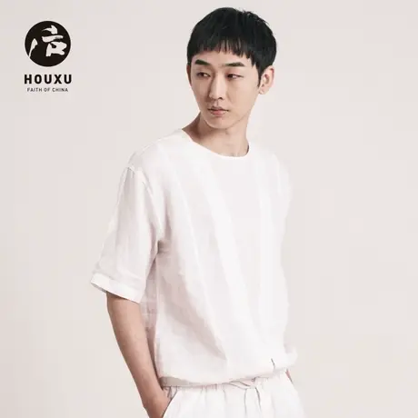 后序【纯亚麻系列】新中式国风亚麻t恤男短袖宽松夏原创麻料上衣图片