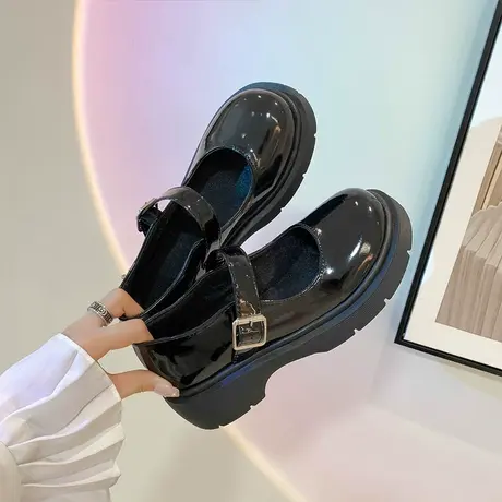 小皮鞋女春秋薄款增高2024年新款英伦风jk日系圆头玛丽珍女鞋单鞋商品大图