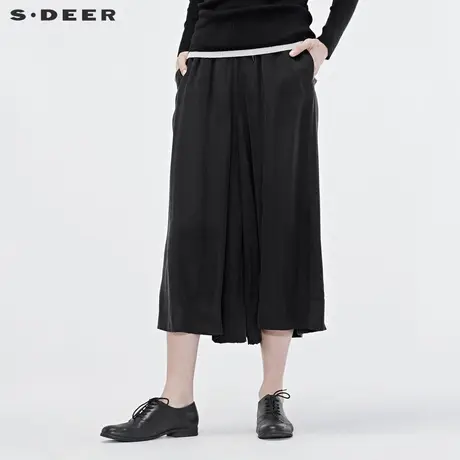 sdeer圣迪奥2019秋装女宽松抽绳松紧腰身九分裙裤S19180819商品大图