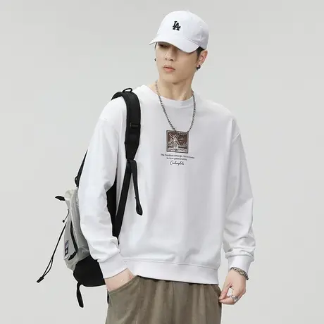 百搭秋冬款潮流卫衣圆领男士休闲卫衣宽松舒适男士外穿休闲卫衣商品大图