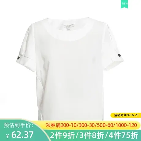 秋水伊人2019春夏装新品圆领不规则前短后长雪纺衫J157商品大图