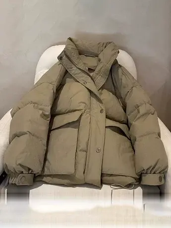 欧货高级感羽绒服外套女2023冬季新款韩版宽松小个子白鸭绒面包服图片