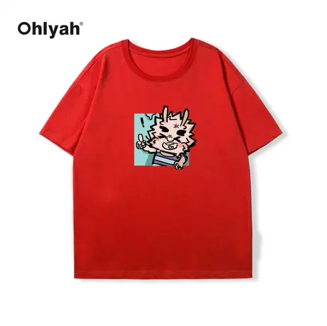 Ohlyah春夏新款情侣装设计师款无性别宽松中性短袖T恤女上衣定制图片