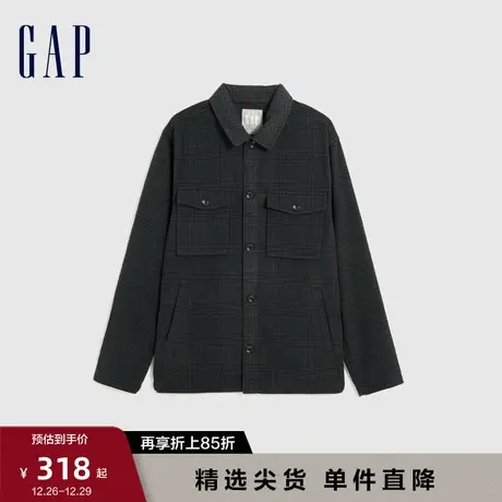 Gap男装春秋合身廓形格纹长袖衬衫时尚潮流高级休闲上衣787683图片
