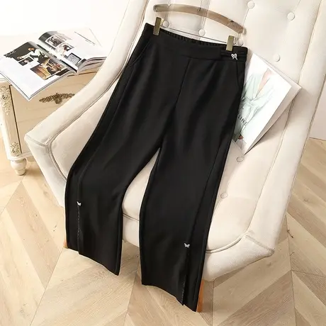 伊自尚2024年新款女装胖mm春季新款大码显瘦女裤休闲百搭直筒裤潮图片