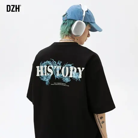 男生龙年印花短袖t恤男纯棉圆领潮牌春季半袖上衣宽松2024年新款商品大图