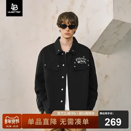 Lilbetter夜光刺绣牛仔外套男款上衣美式褂子复古工装宽松夹克LB商品大图
