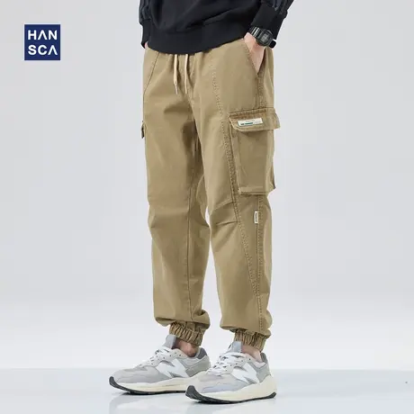 hansca工装裤男春季美式复古机能军旅风多口袋宽松休闲束脚长裤子商品大图