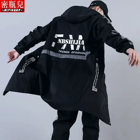 加肥加大潮牌加绒风衣男秋冬季男士胖子加肥加大中长款外套男宽松商品大图