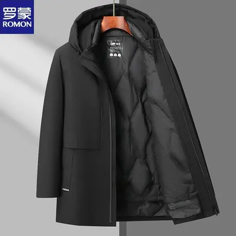 罗蒙男士中长款羽绒服秋冬季新款商务休闲加厚可脱卸内胆保暖外套图片