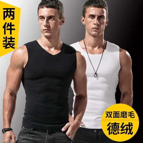 无痕保暖背心男士加绒加厚紧身德绒内衣打底内穿贴身坎肩马甲冬季商品大图