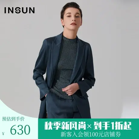 恩裳商场同款夏季新款醋酸时尚简约宽松通勤OL阔腿西装外套女图片